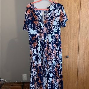 Long floral romper dress